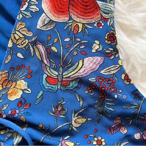 New! Rare ROBERTO CAVALLI Logo Tasseled Ruched Floral Tiger Print Crepe Top - Picture 8 of 16